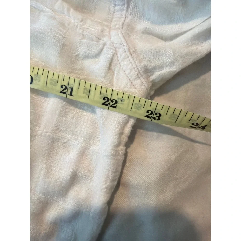 Free People White Textured Gauze Button Down Shirt Raw Hem Boho OB900564 Size M